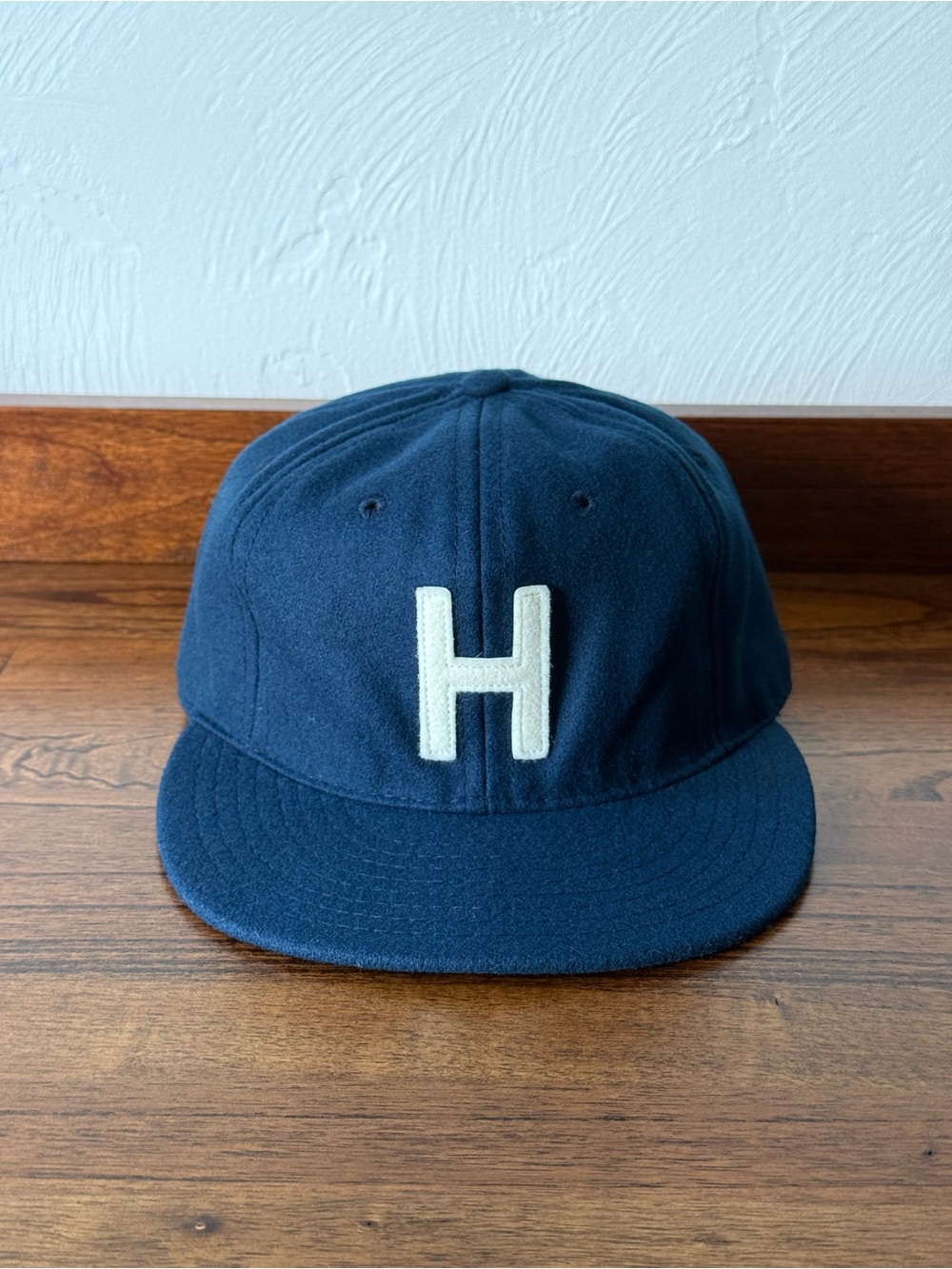 Ebbets Field Flannels Wool Leather Strapback Hat Navy